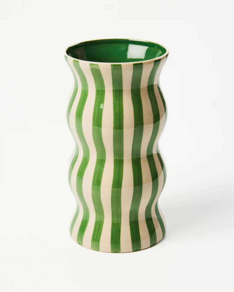 Palma Green Stripe Vase