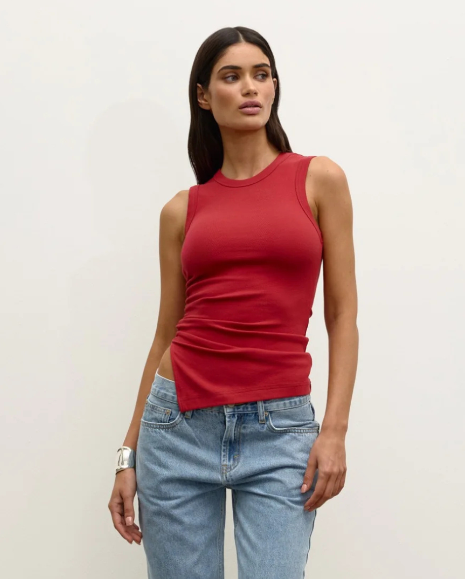 Lana Rouched Tank Red