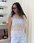 Sheer Muse Top Blue Sequin