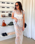 Sheer Muse Skirt Blue Sequin