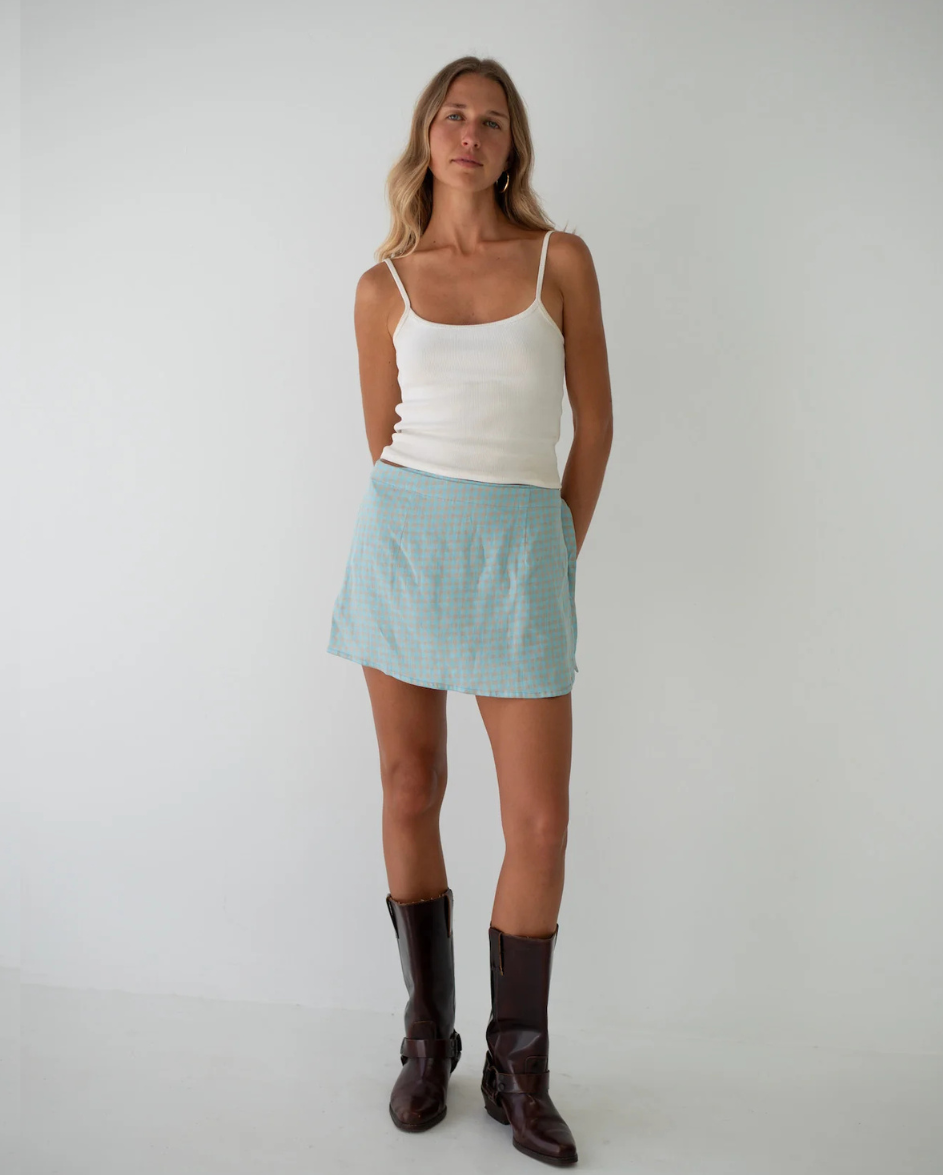 Charlie Wrap Skirt Blue Beige