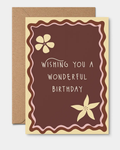 Brown Flowers Birthday Card
