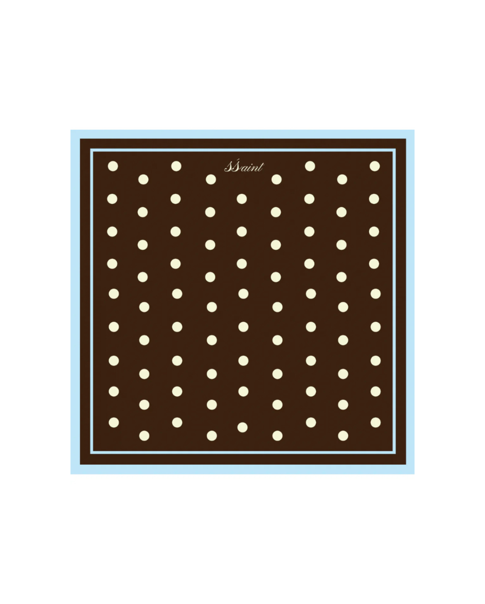Brown Blue Polka Dot Head Scarf