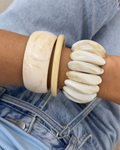 Cream Smudge Resin Bangle Set