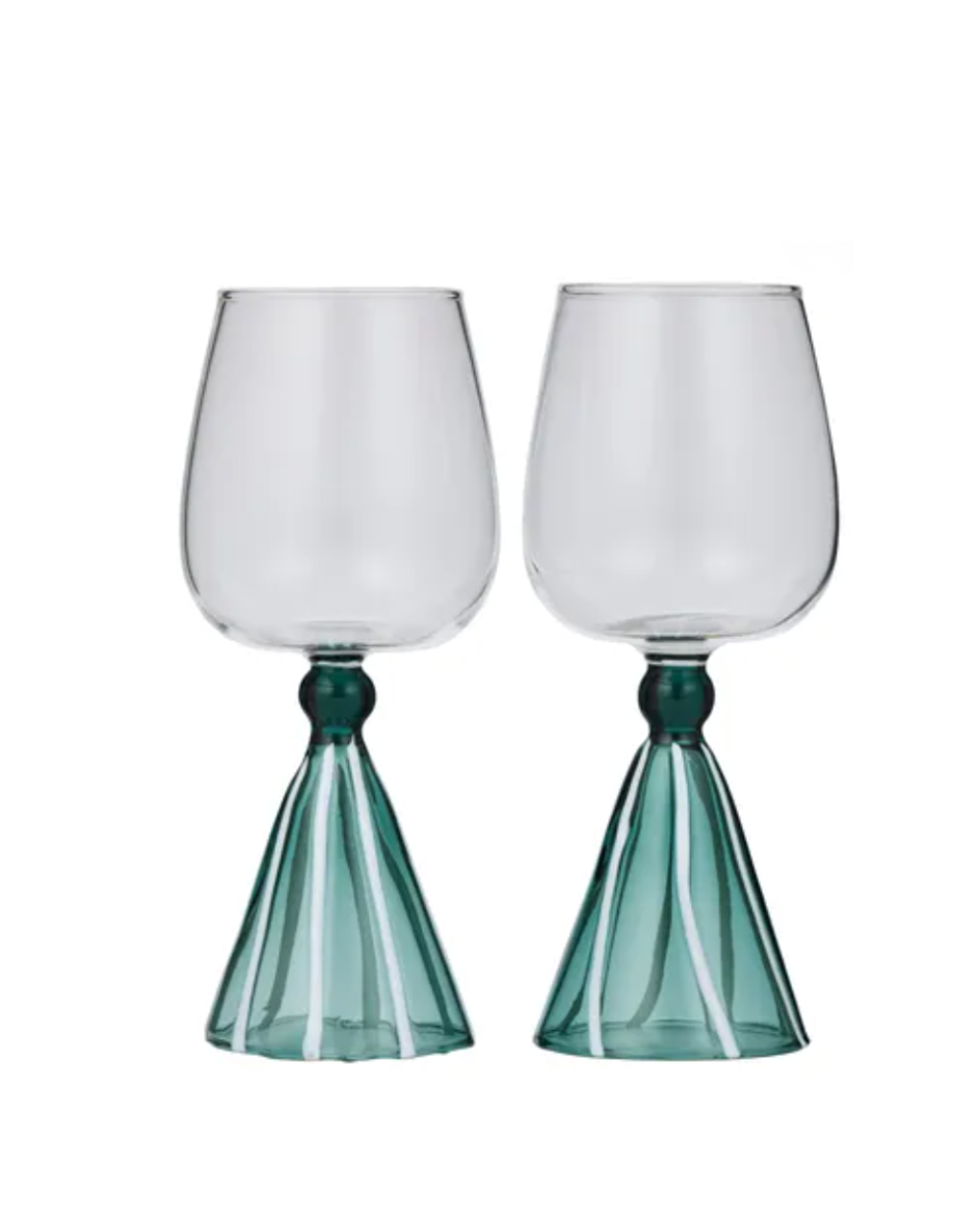 Ragni S/2 Wine Glasses Teal