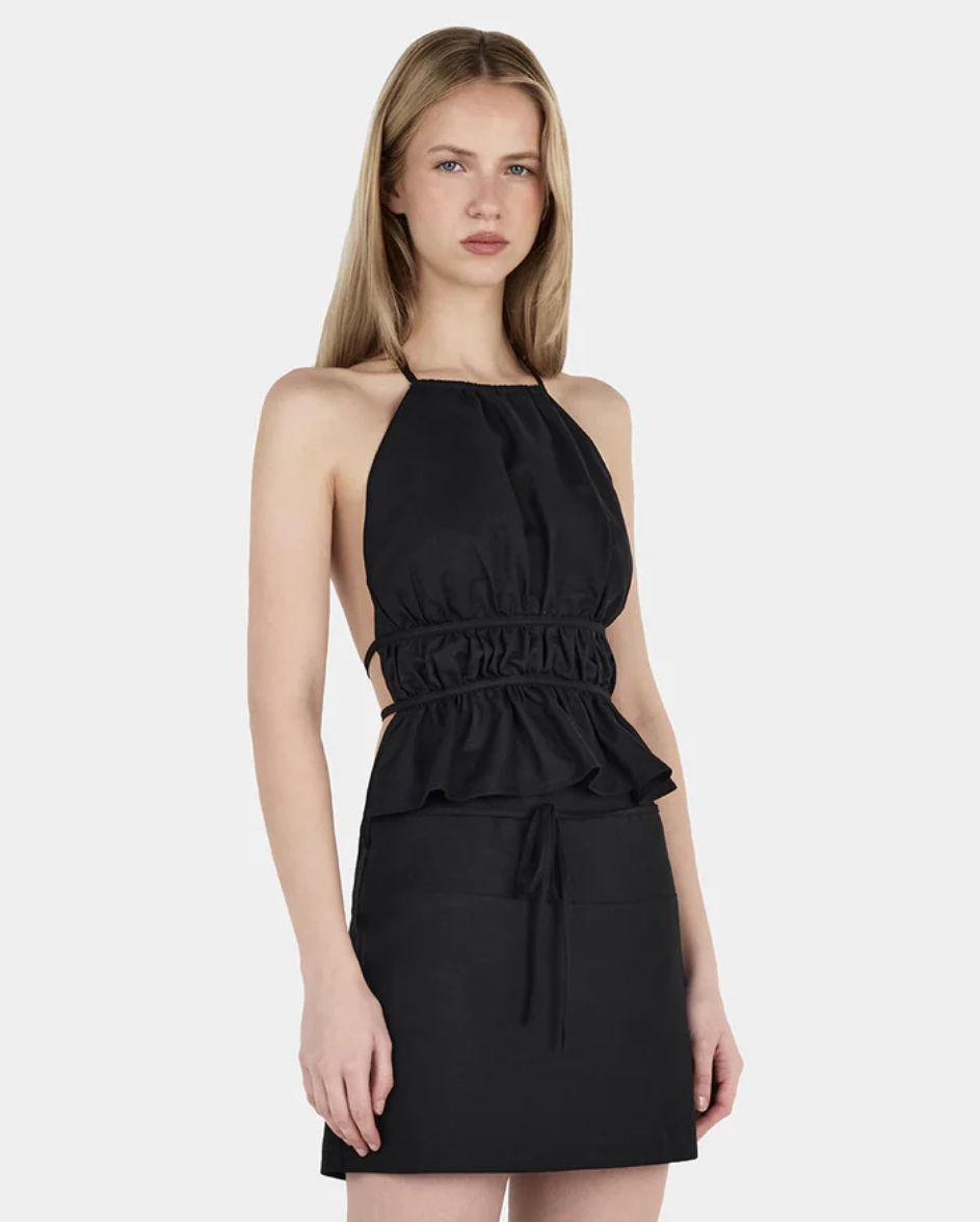 Zuri Halter Top Black