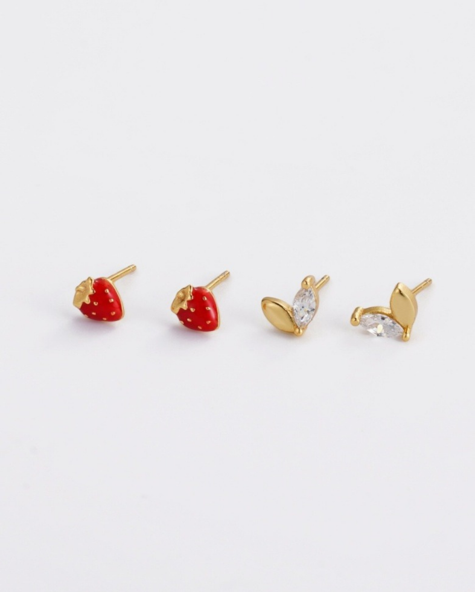 Strawberry Sienna Stud Set Gold