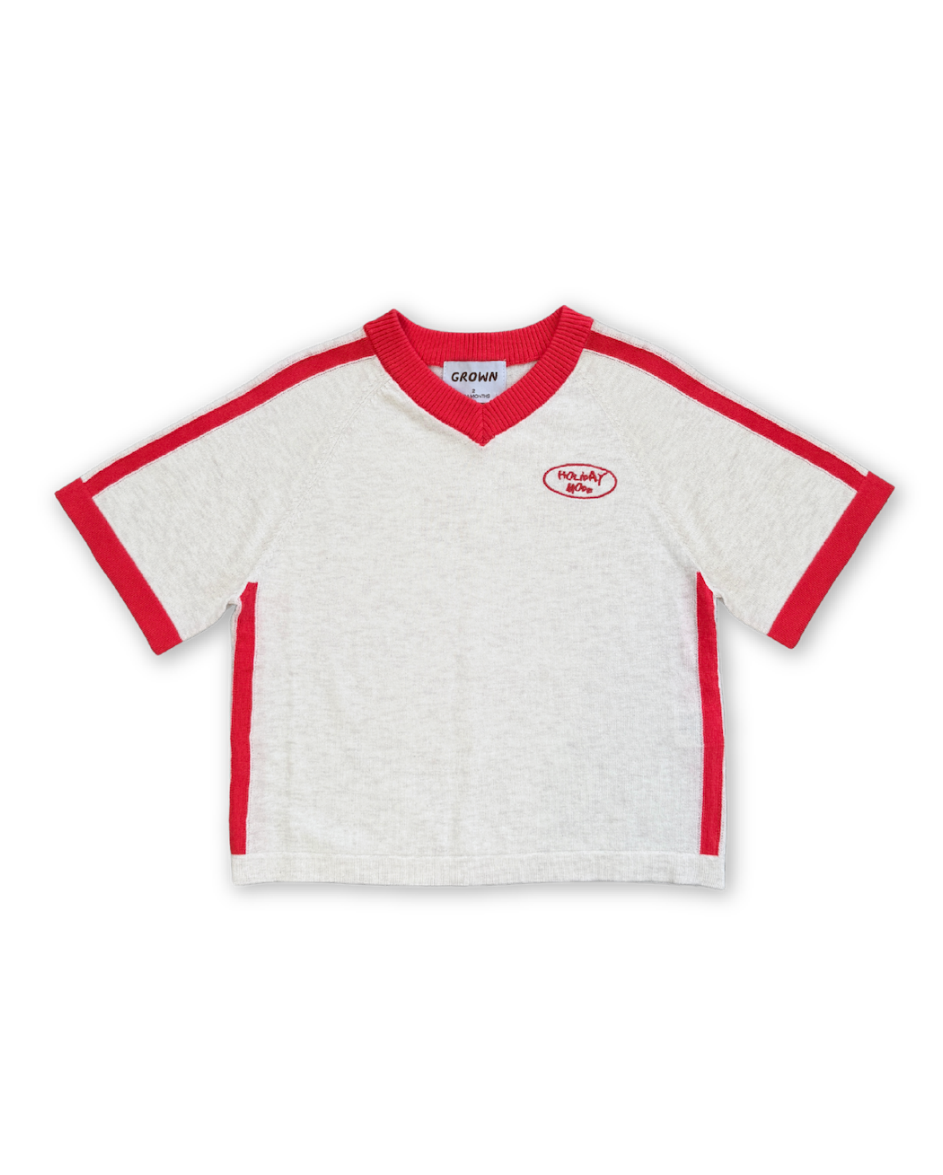 Knitted Contrast Tee Fiesta & Coconut