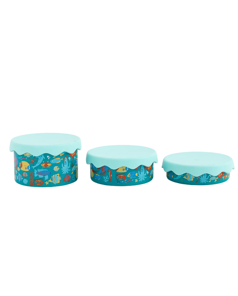 Tropical Ocean Stainless Steel Snack Pot Trio