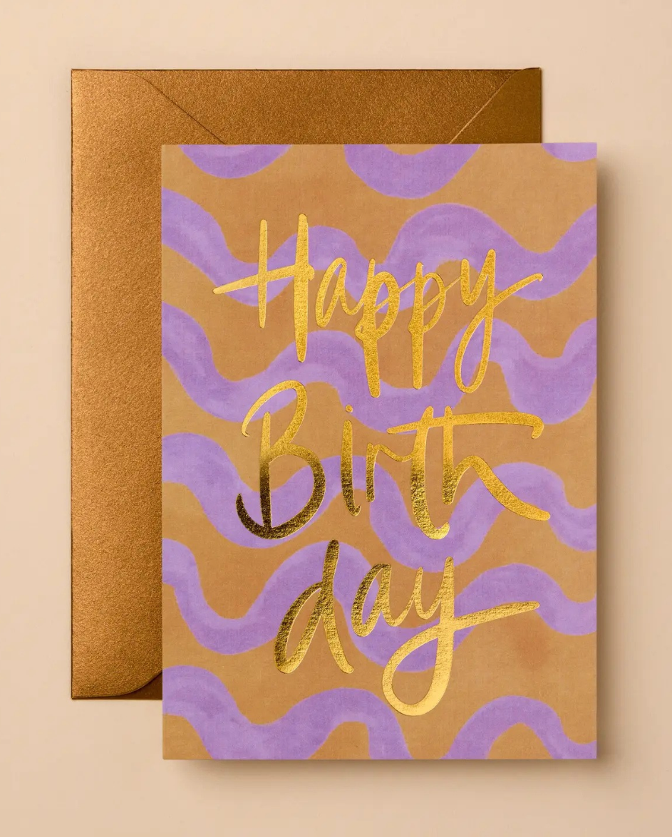 Happy Birthday Purple Wavy