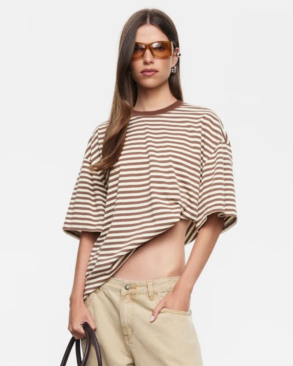 Bloom SS Sorbet Cocoa Stripe Tee