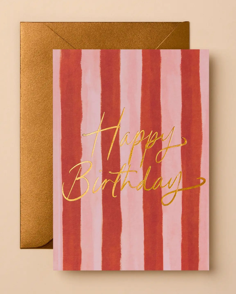 Happy B'Day Pink Stripe