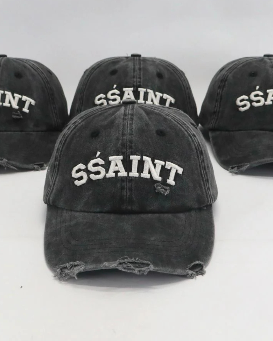 SSAINT Logo Cap Black Cream Acid