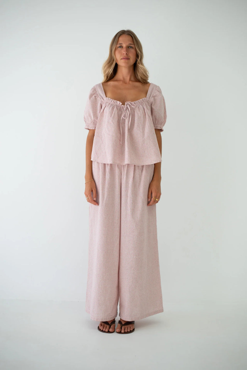 Ava Blouse Dusty Rose Check