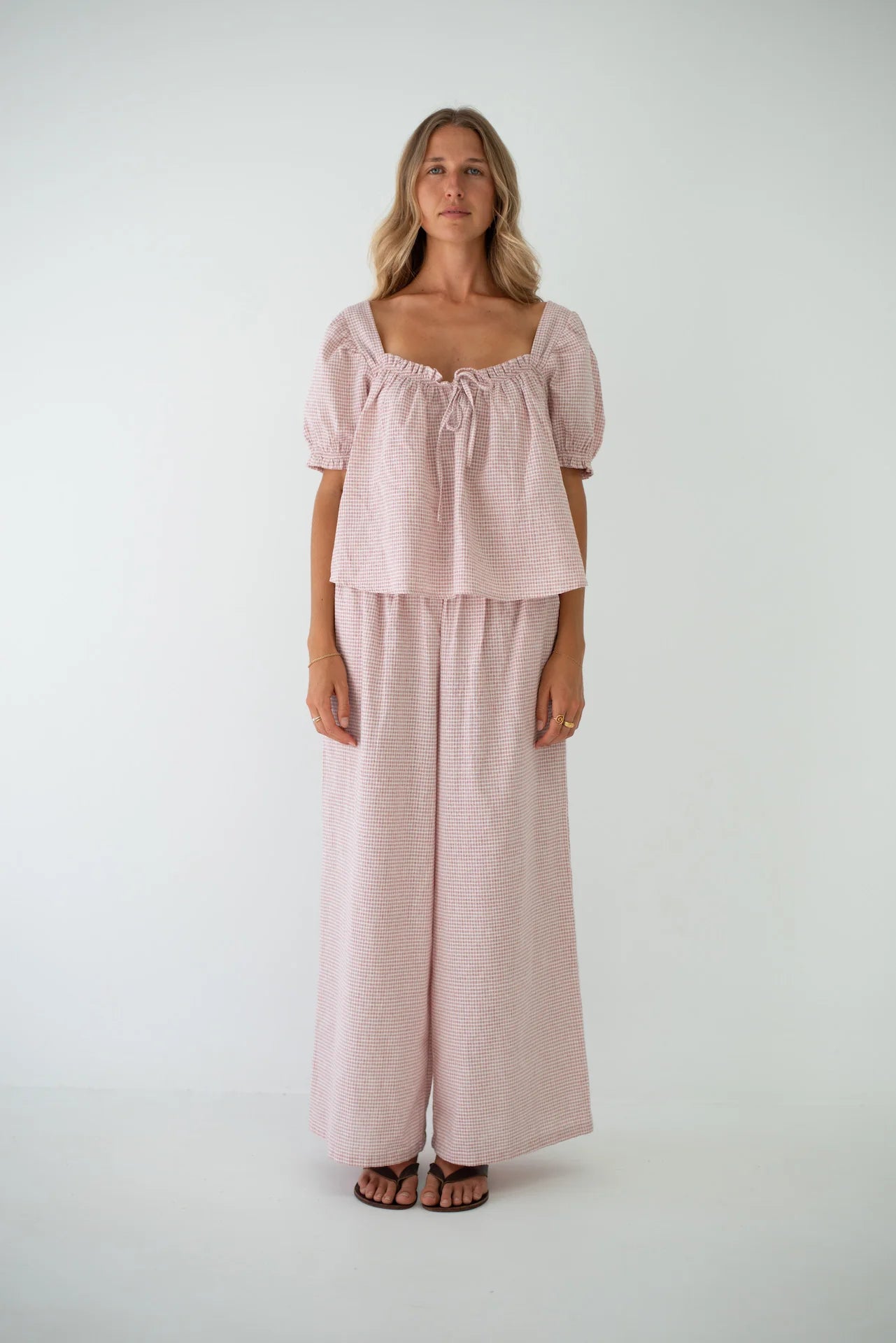 Ava Blouse Dusty Rose Check