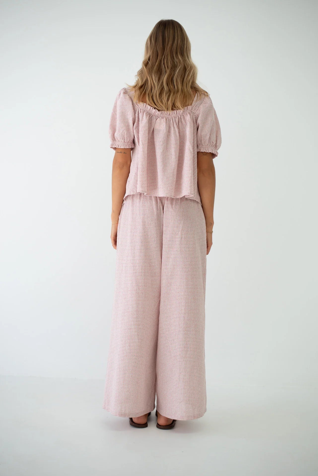 Ava Blouse Dusty Rose Check