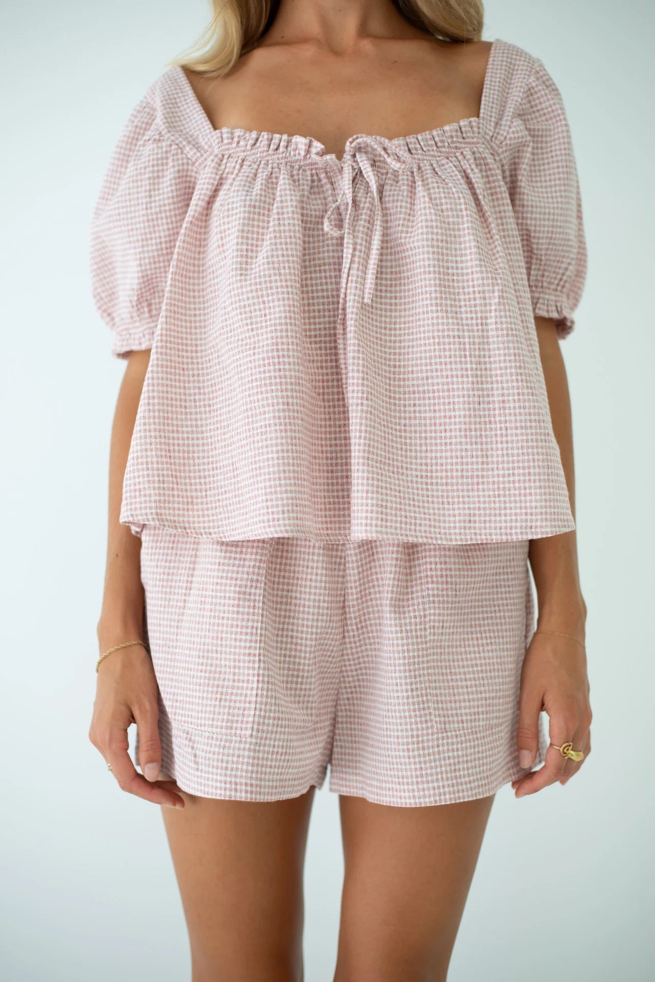 Ava Short Dusty Rose Check