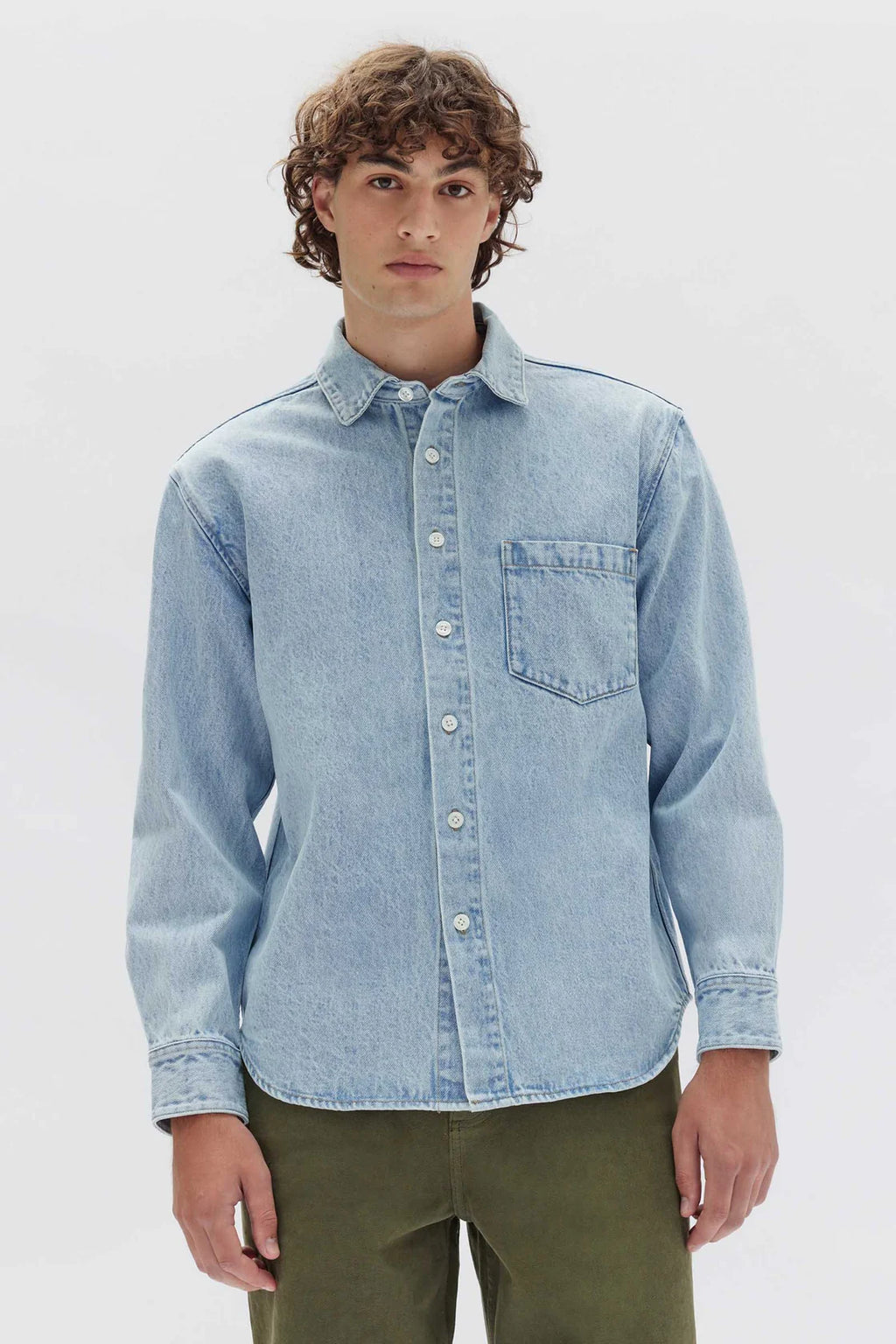 Mens Denim Overshirt Light Stone