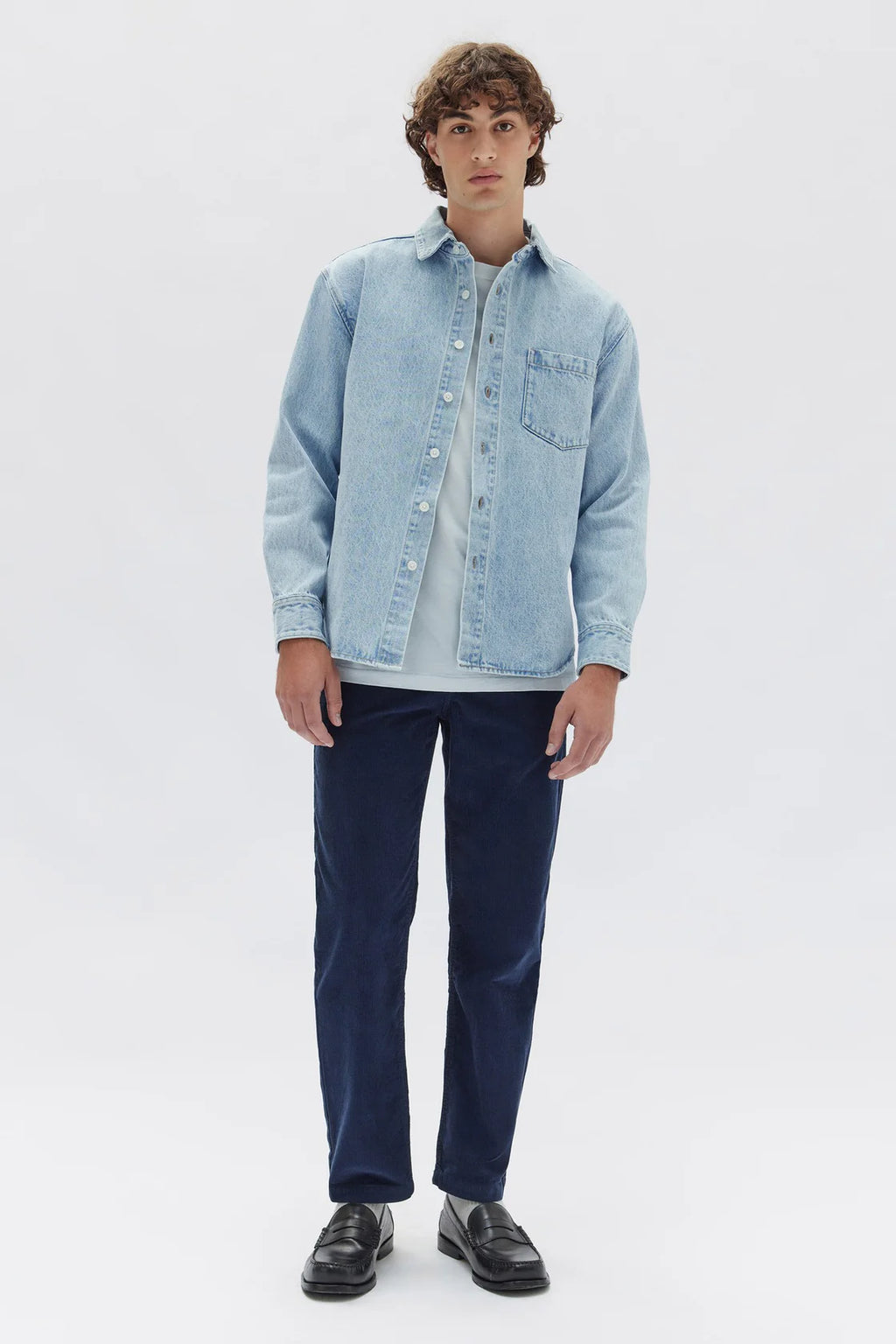 Mens Denim Overshirt Light Stone