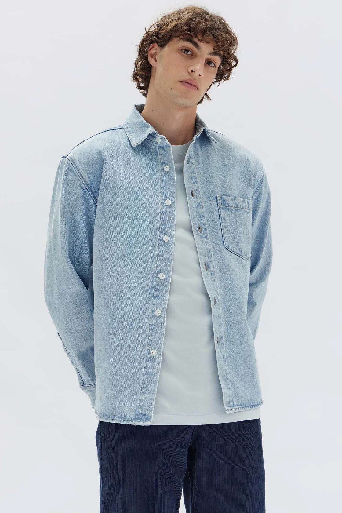 Mens Denim Overshirt Light Stone