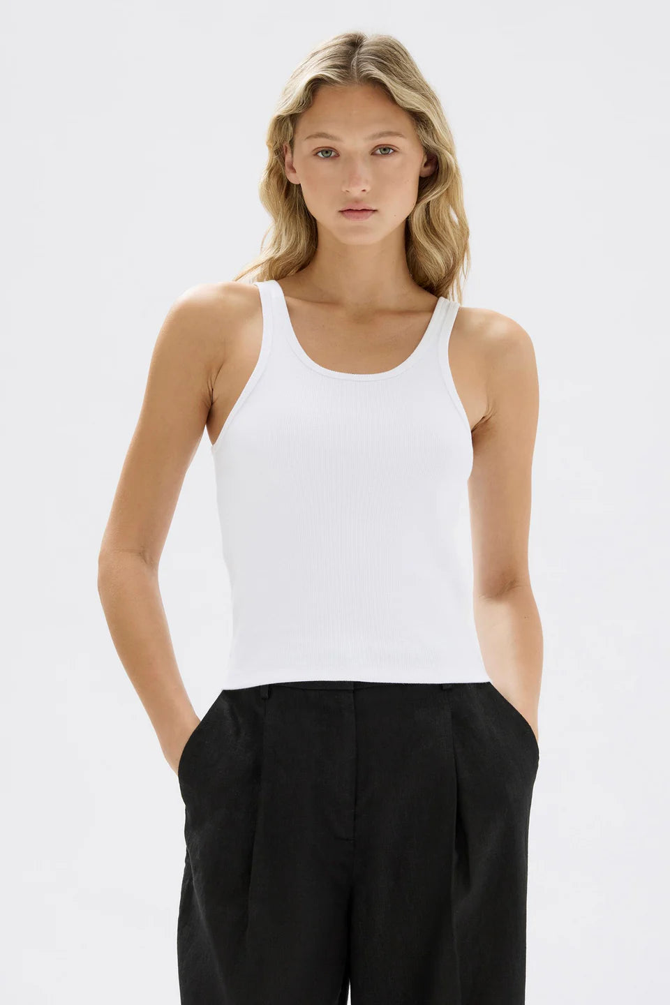 Drew Rib Tank White