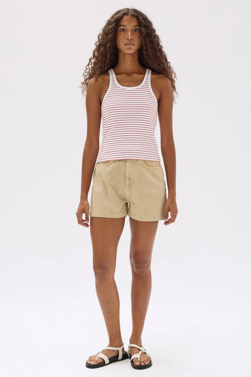 Drew Stripe Rib Tank Papaya