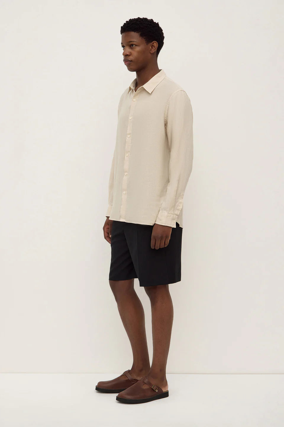 Mens Linen LS Shirt Limestone