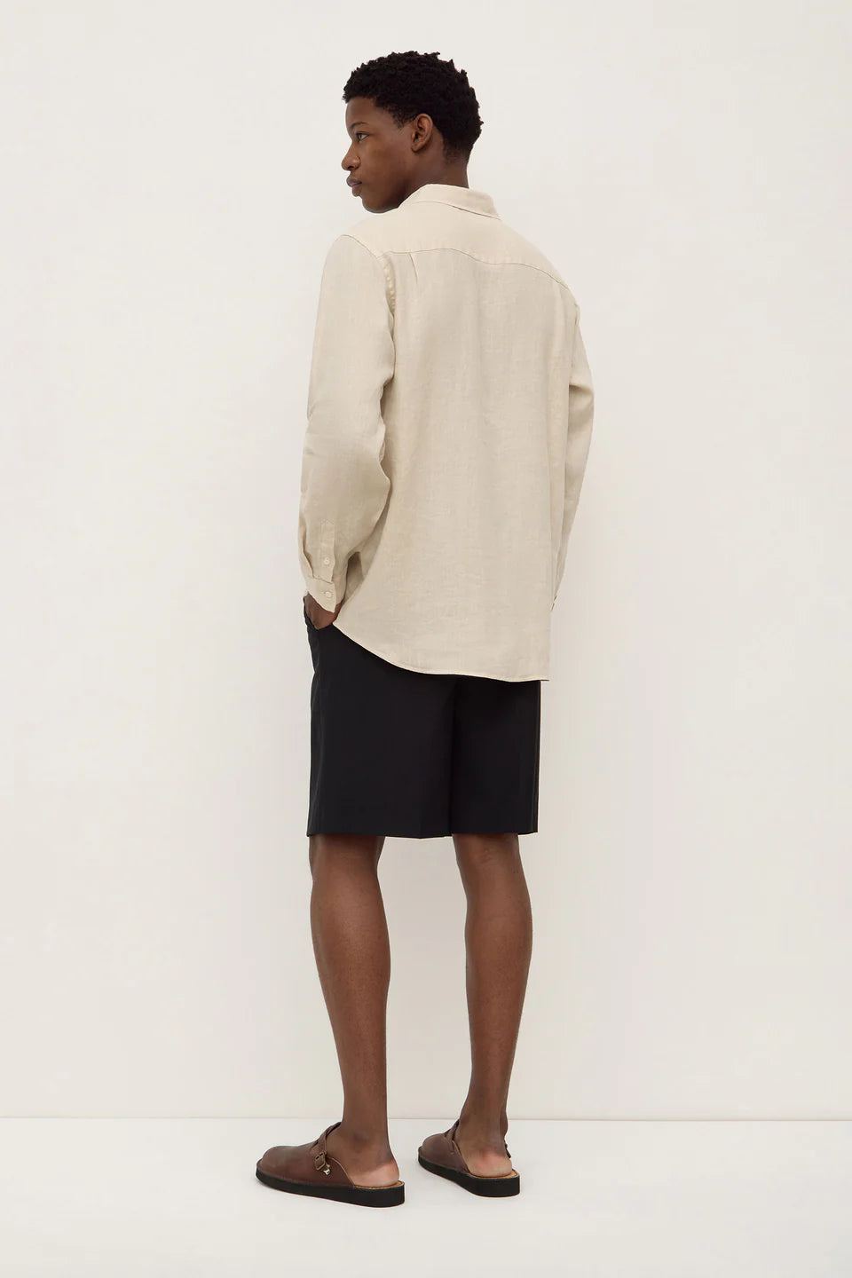 Mens Linen LS Shirt Limestone