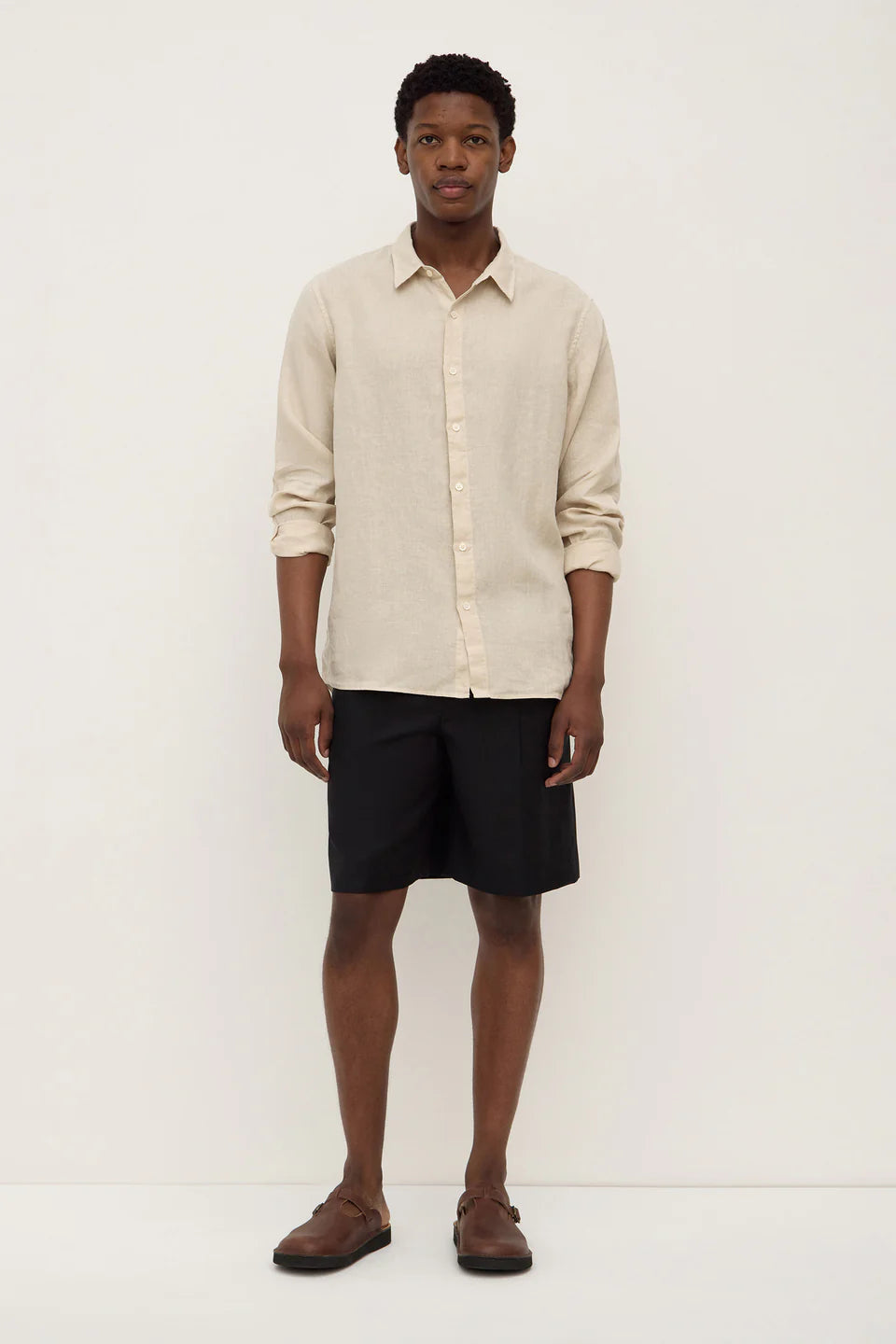 Mens Linen LS Shirt Limestone