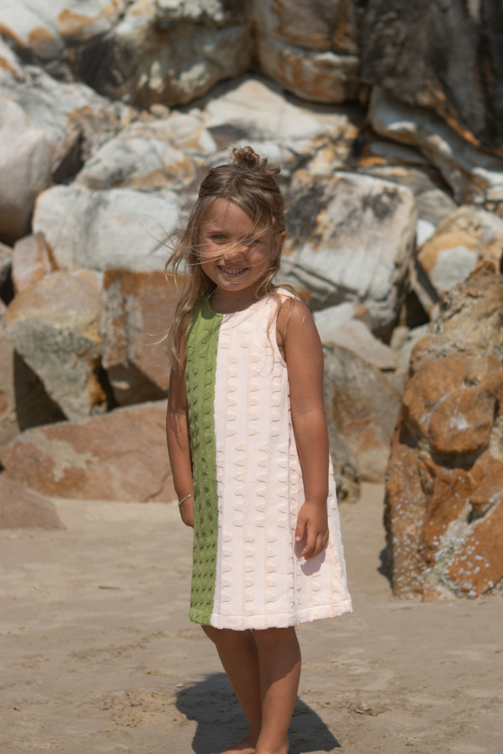 Terry Towelling Dress Leaf/Peachy