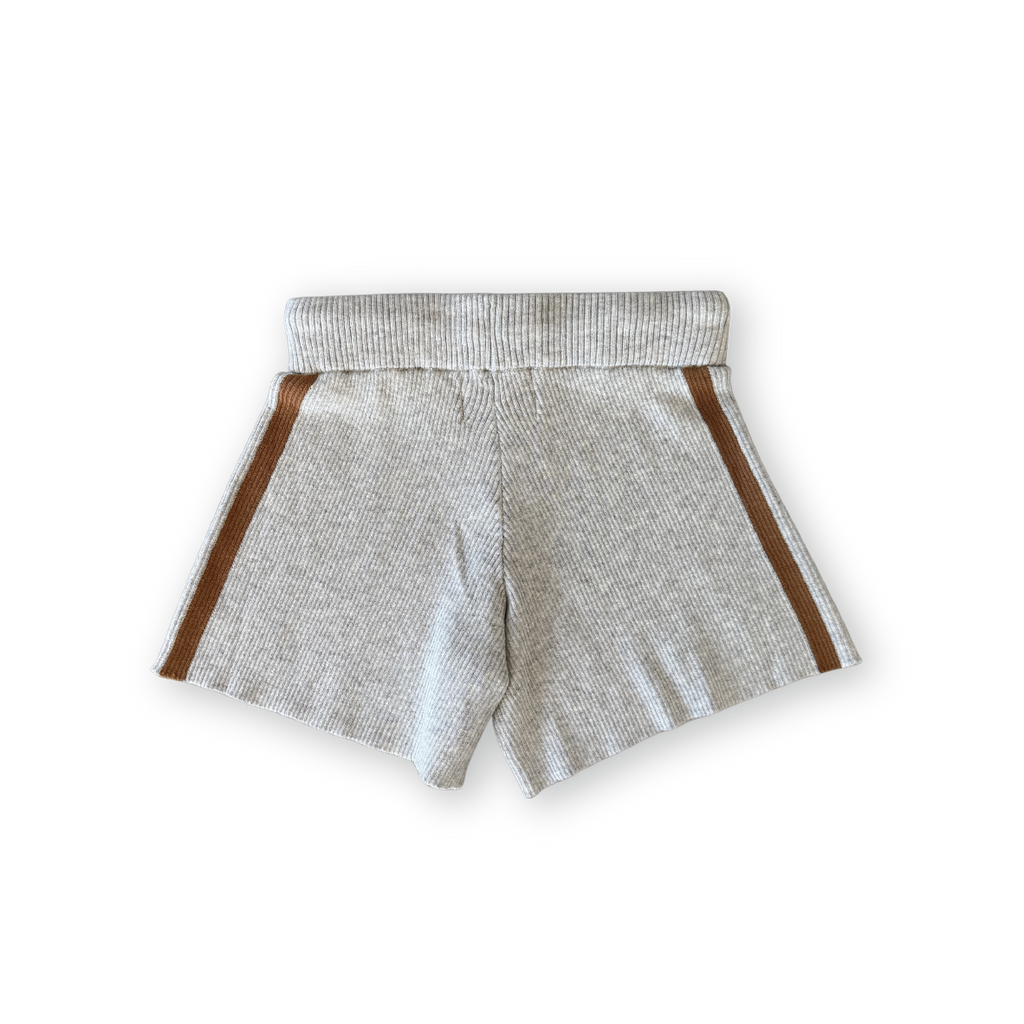 Striped Ribbed Knit Shorts Grey