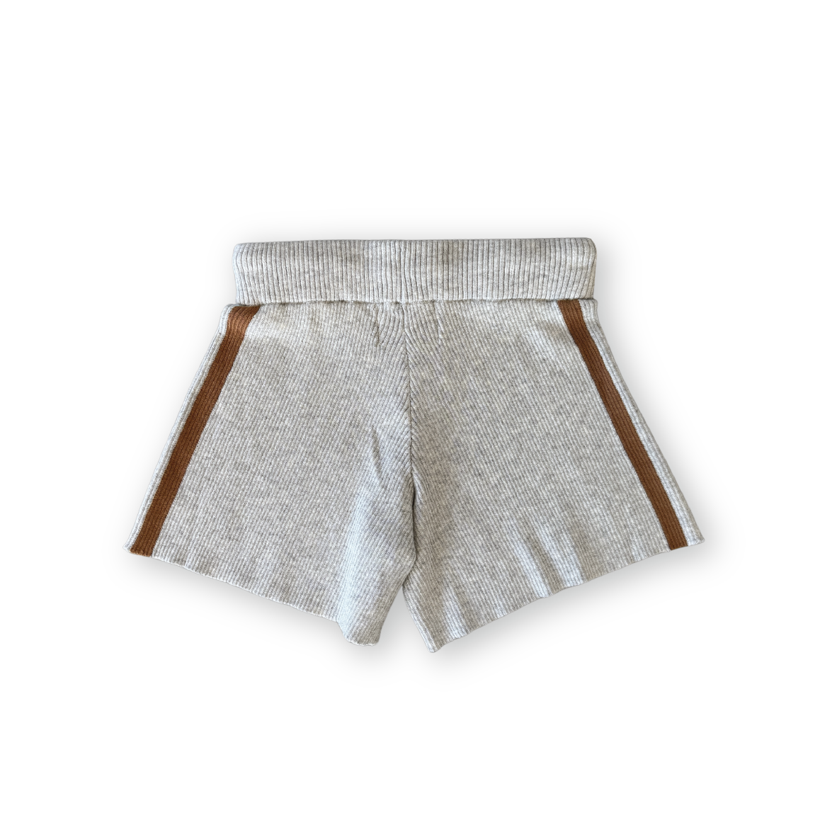 Striped Ribbed Knit Shorts Grey
