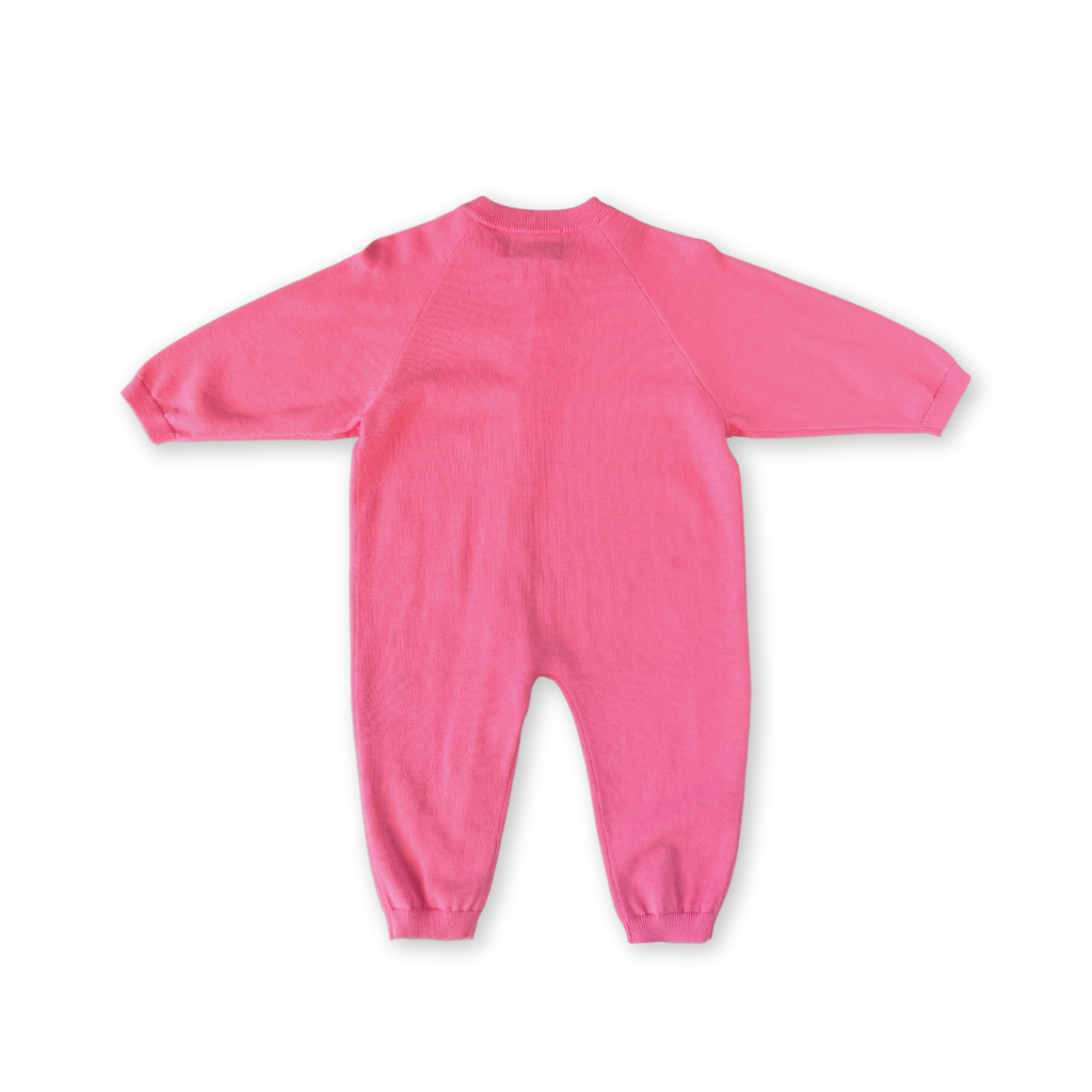 Organic Knit Zipper Starsuit Bright Sorbet