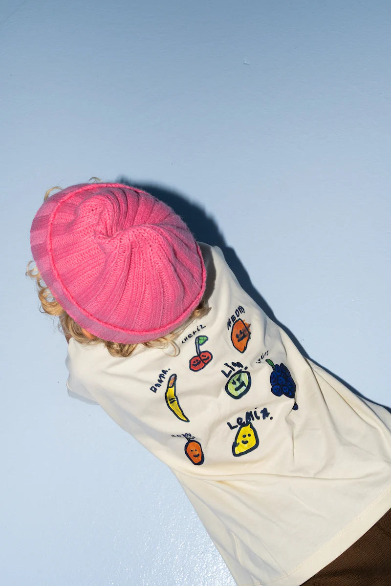 Rib Knit Beanie Raspberry