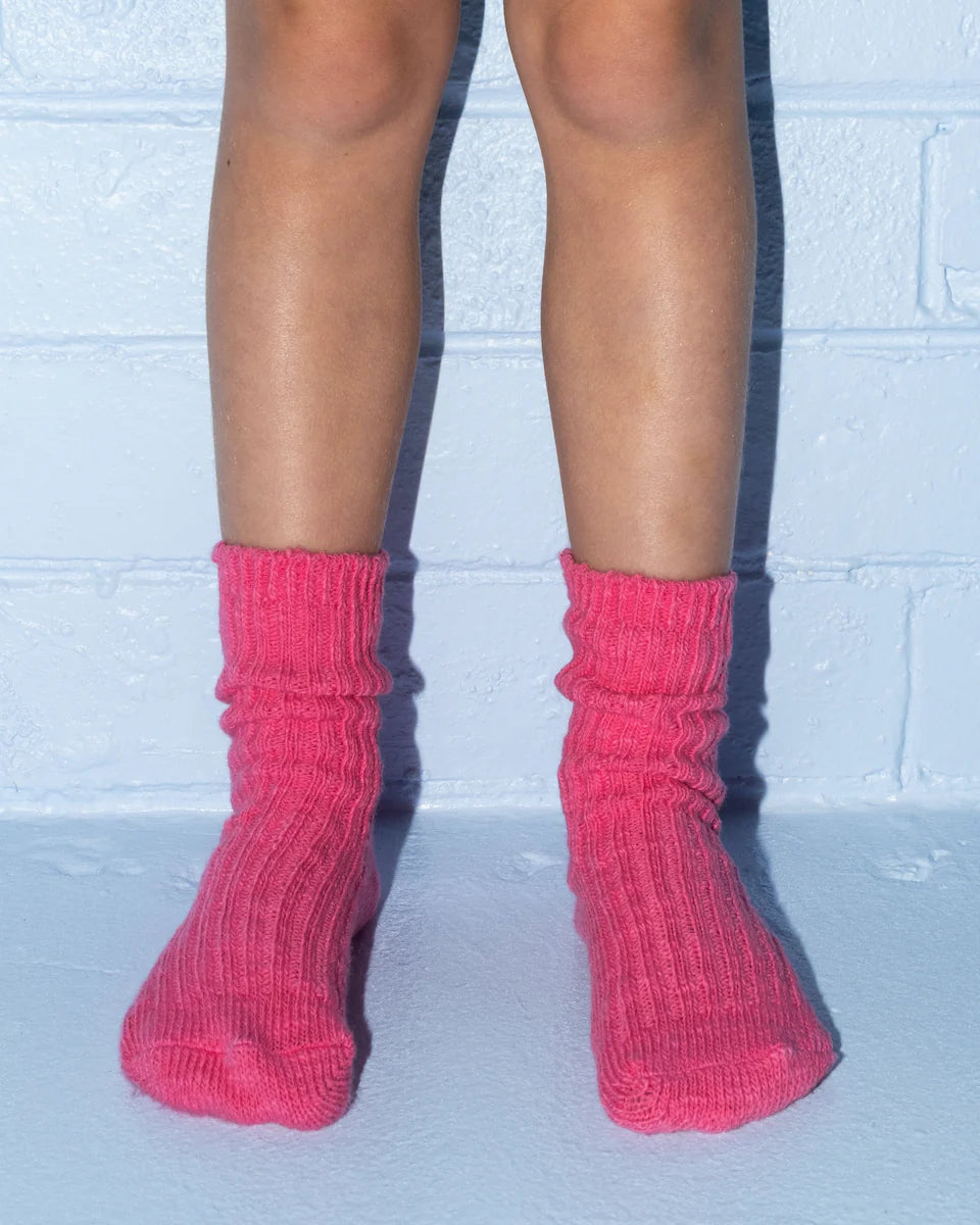 Chunky Rib Socks Raspberry