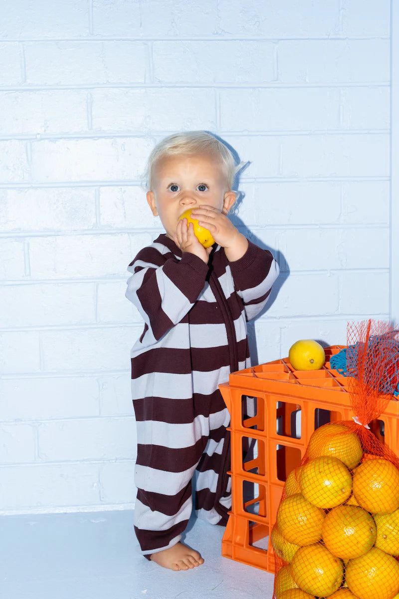 Organic Stripe Starsuit Plum Haze