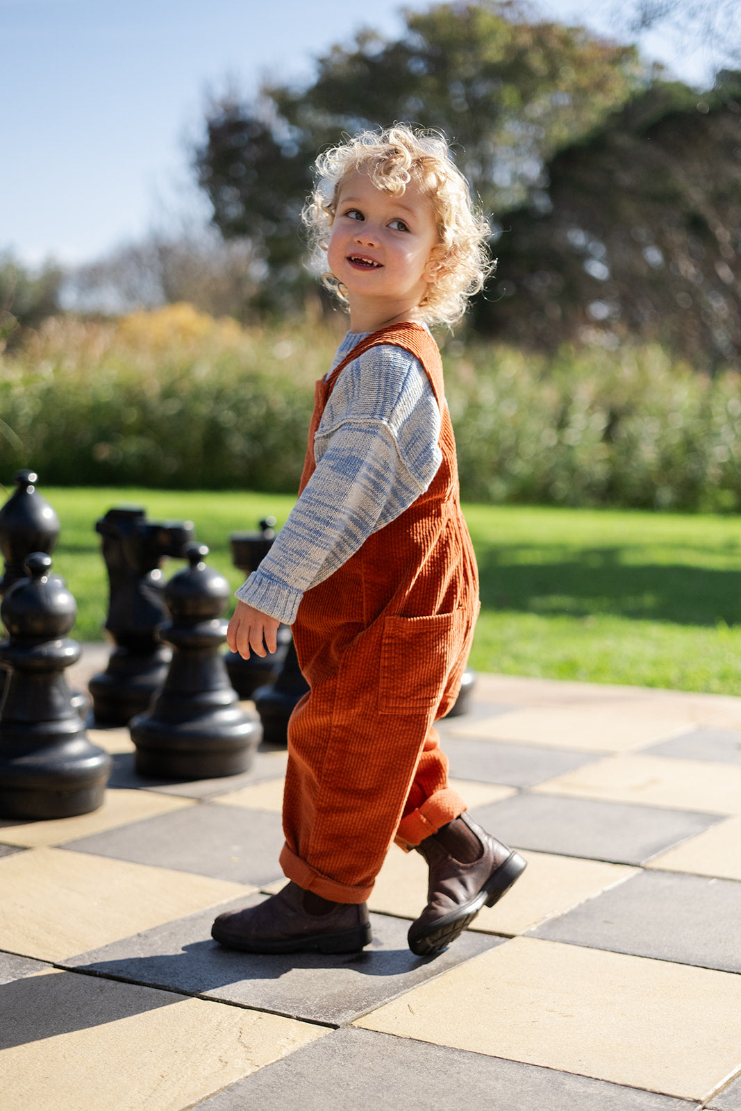 Organic Cord Overalls Brick