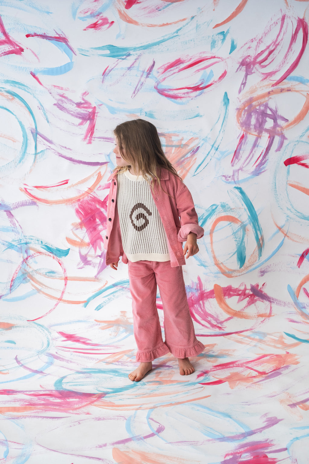 Organic Cord Frill Pant Sorbet