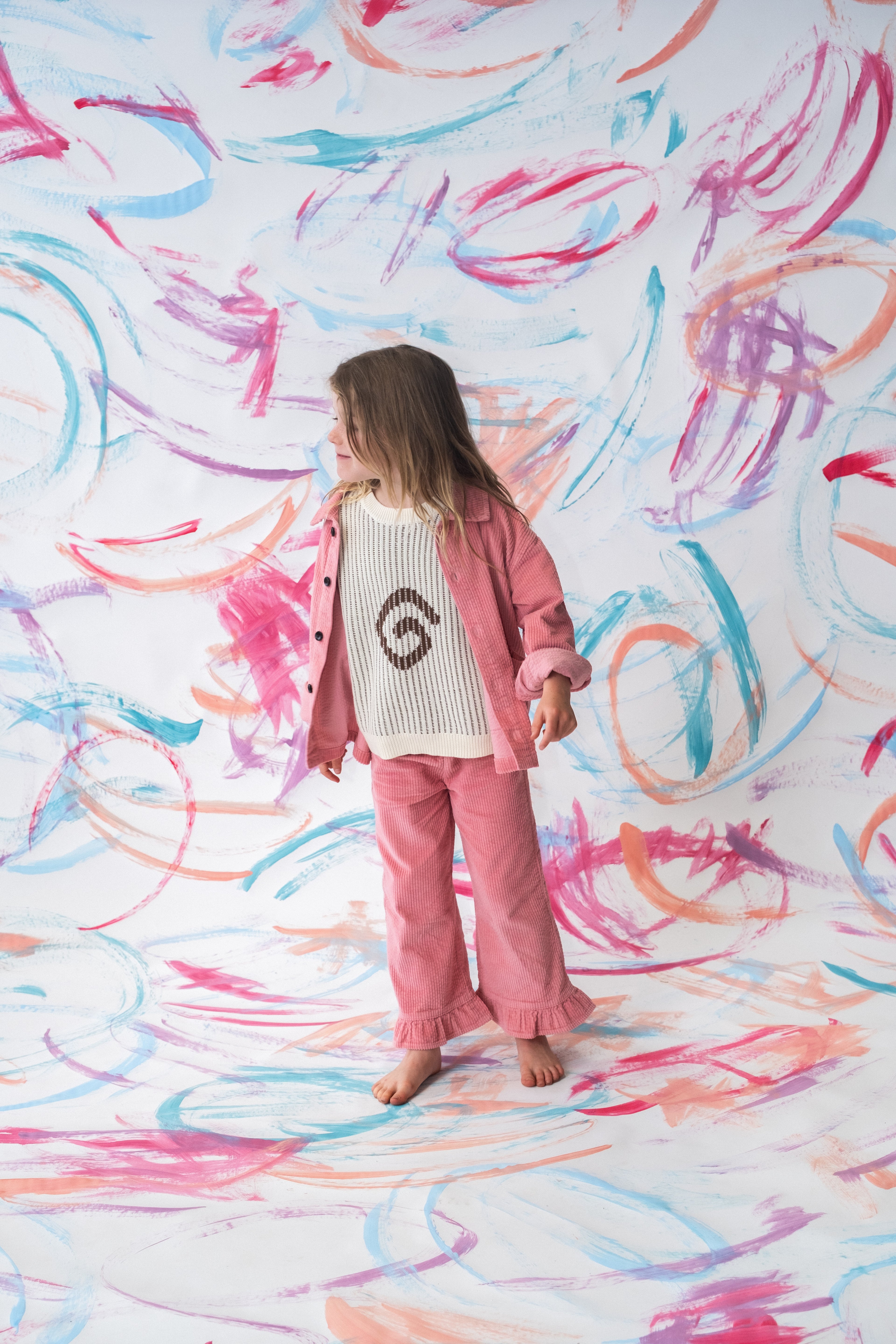 Organic Cord Frill Pant Sorbet