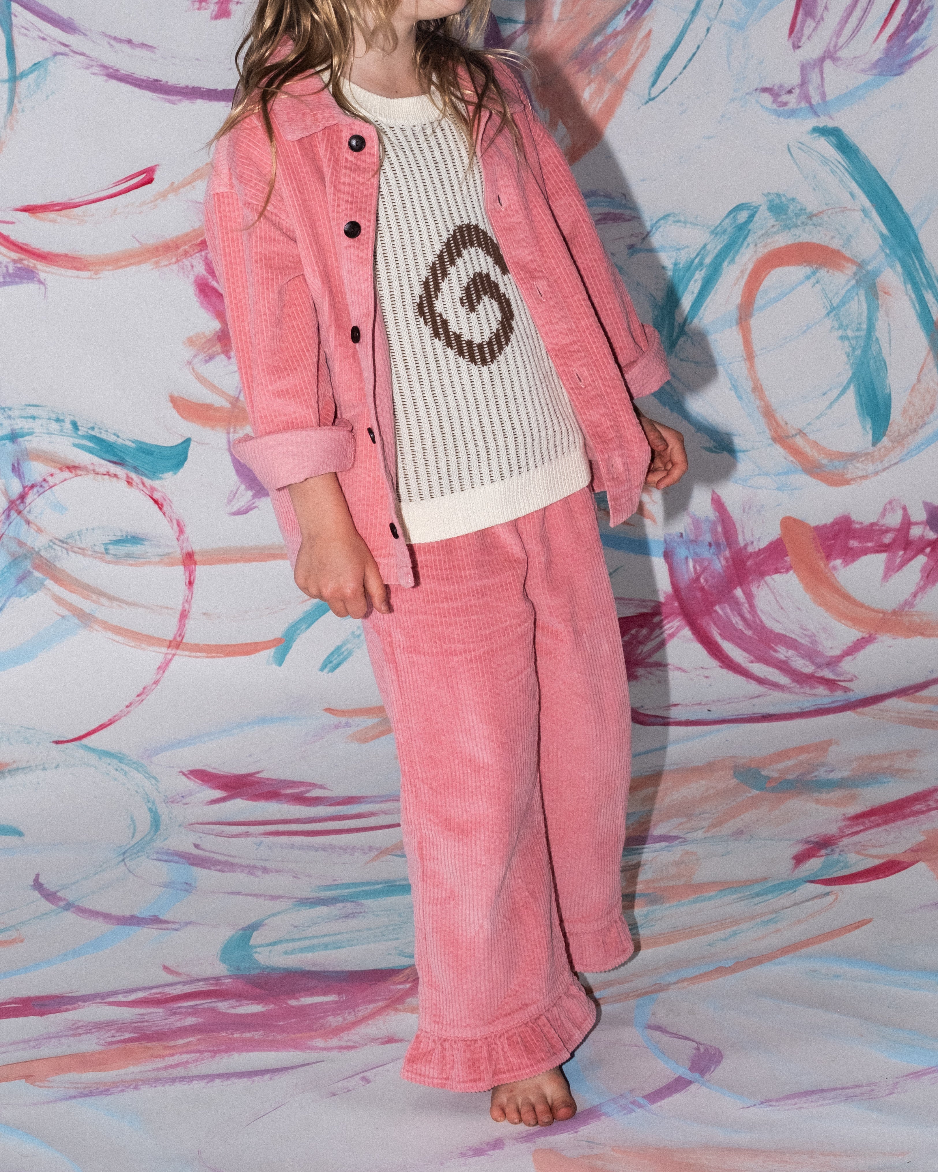 Organic Cord Frill Pant Sorbet