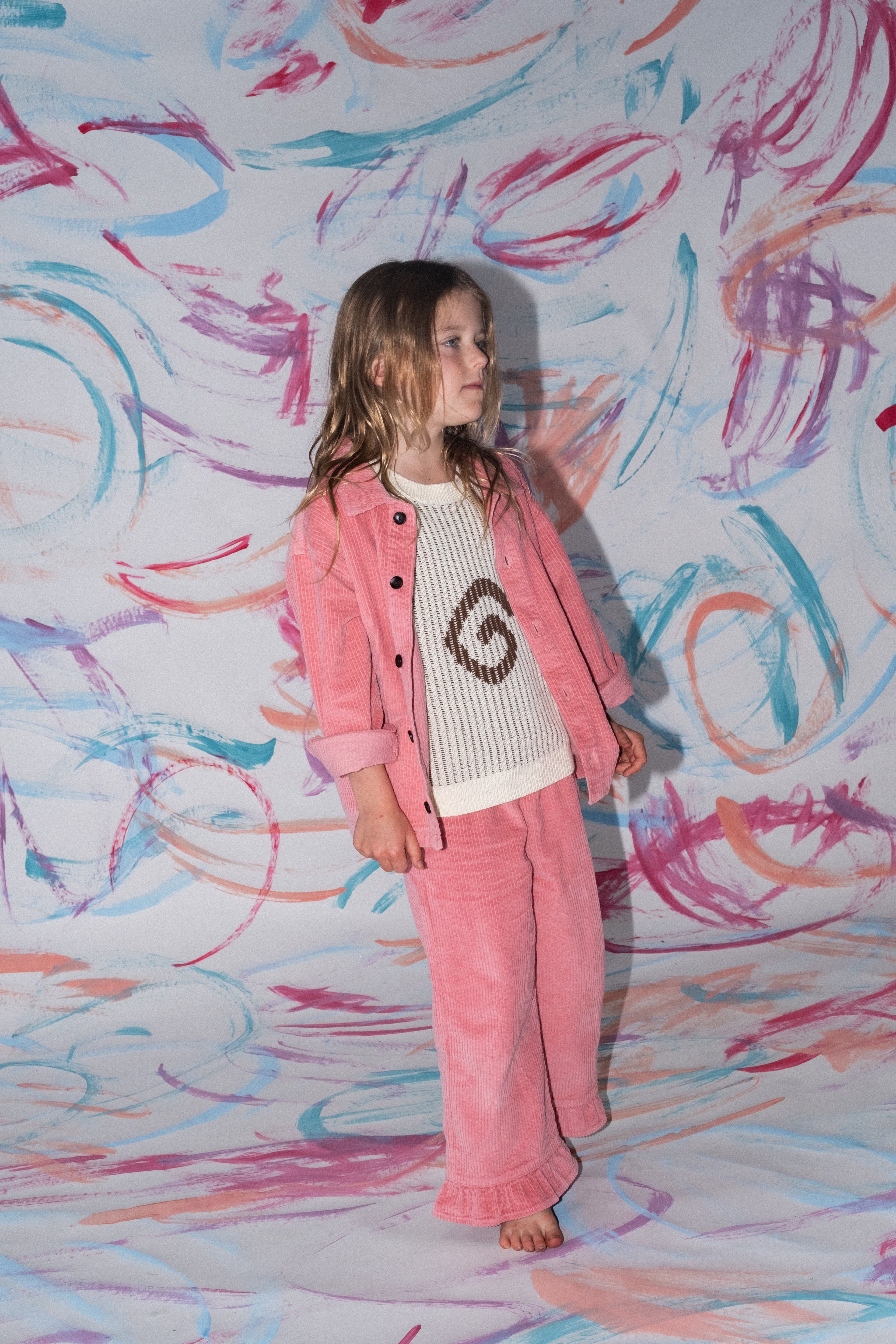 Organic Cord Frill Pant Sorbet