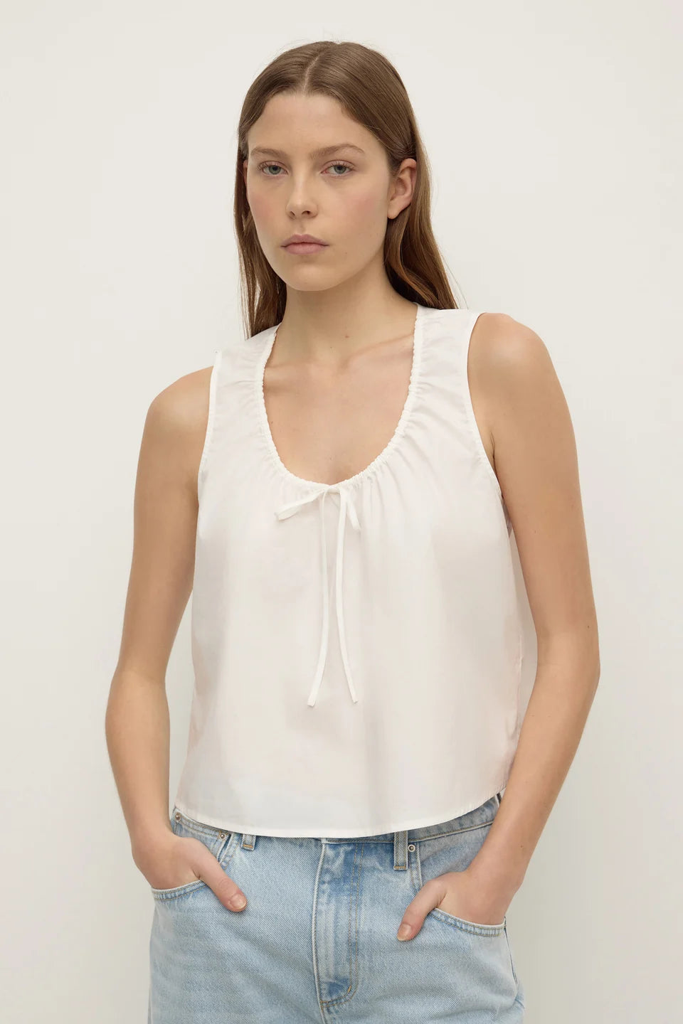 Holly Cotton Tie top White