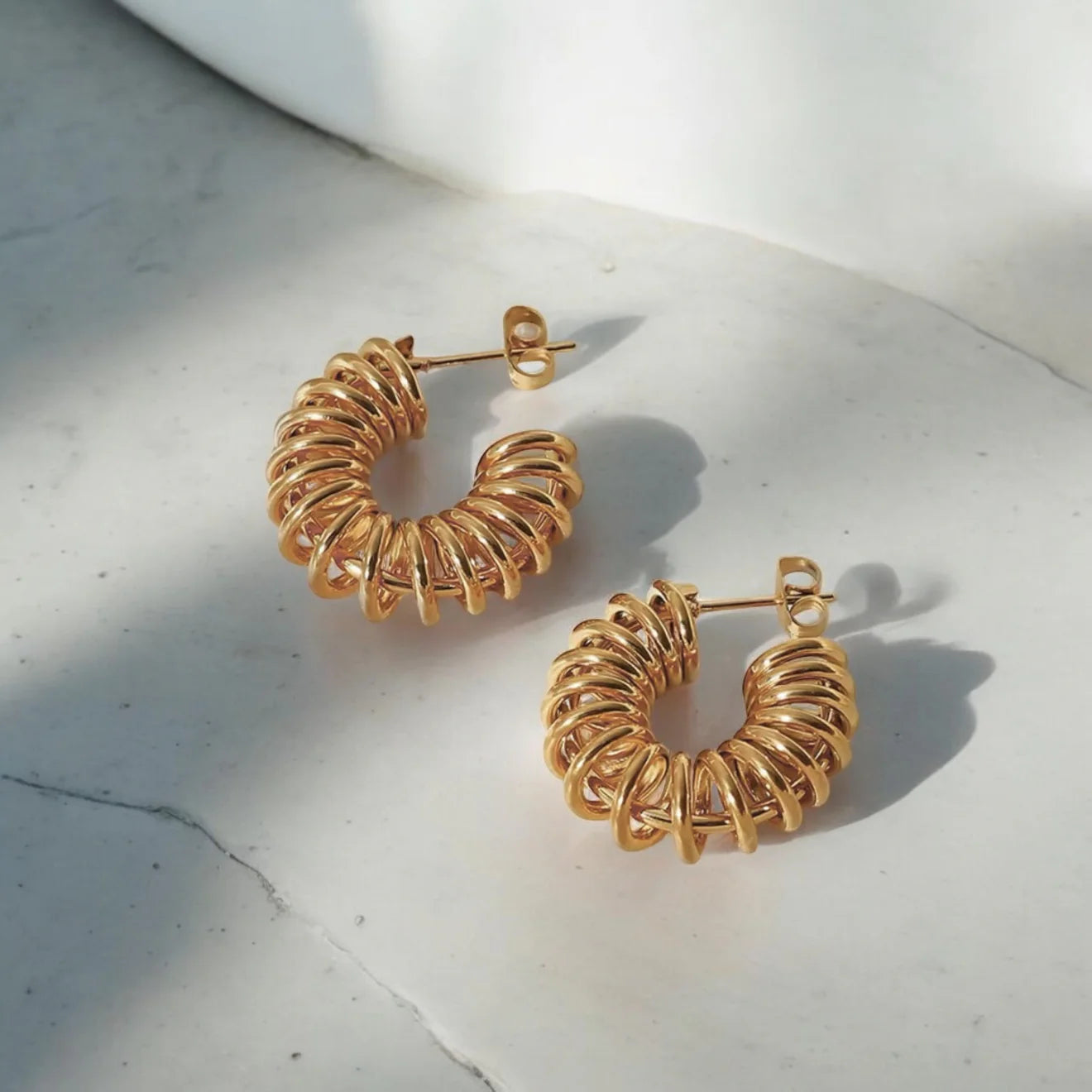 Spring Hoop Earrings Gold