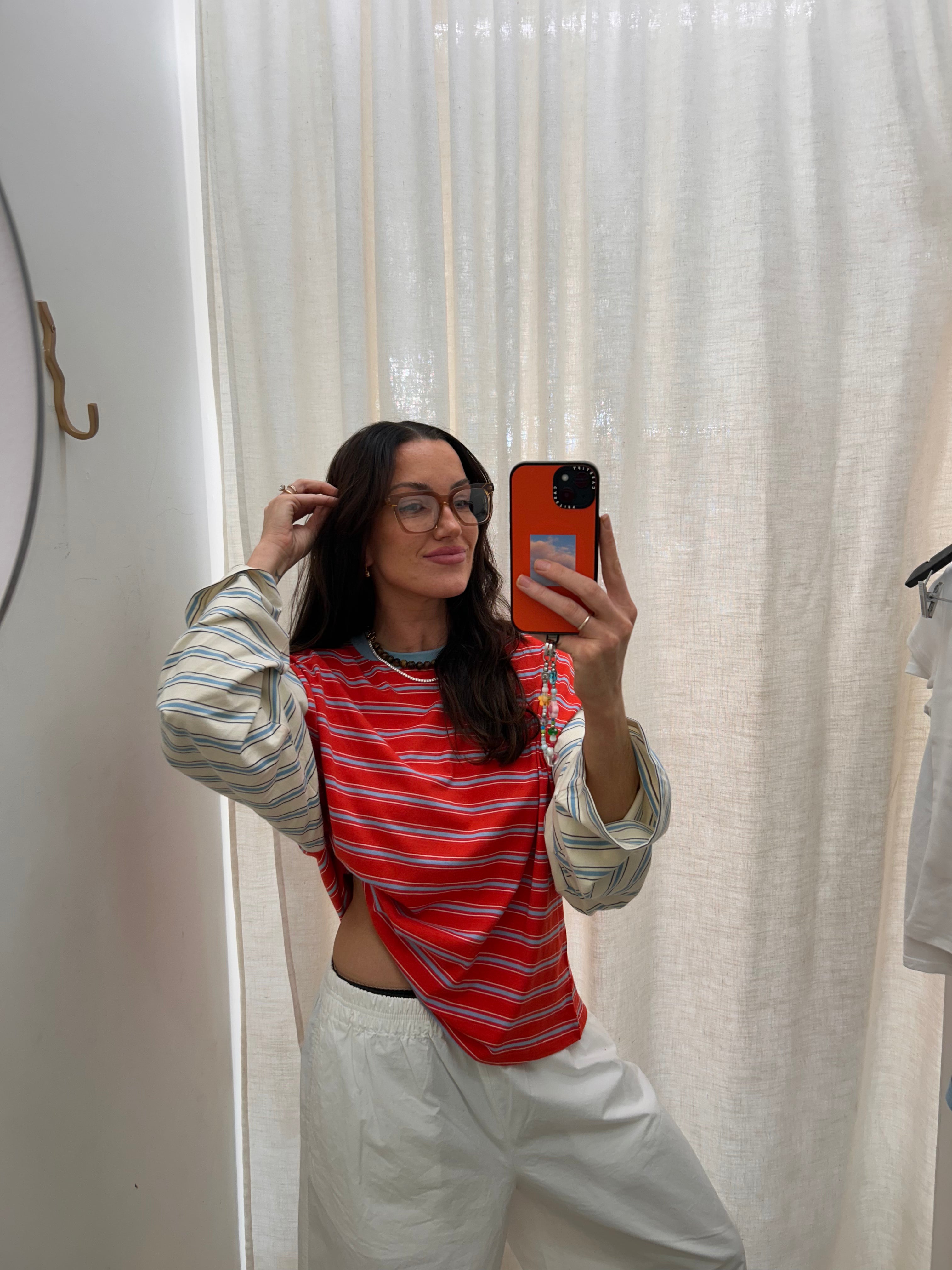 Kennedy Stripe LS Tee Poppy