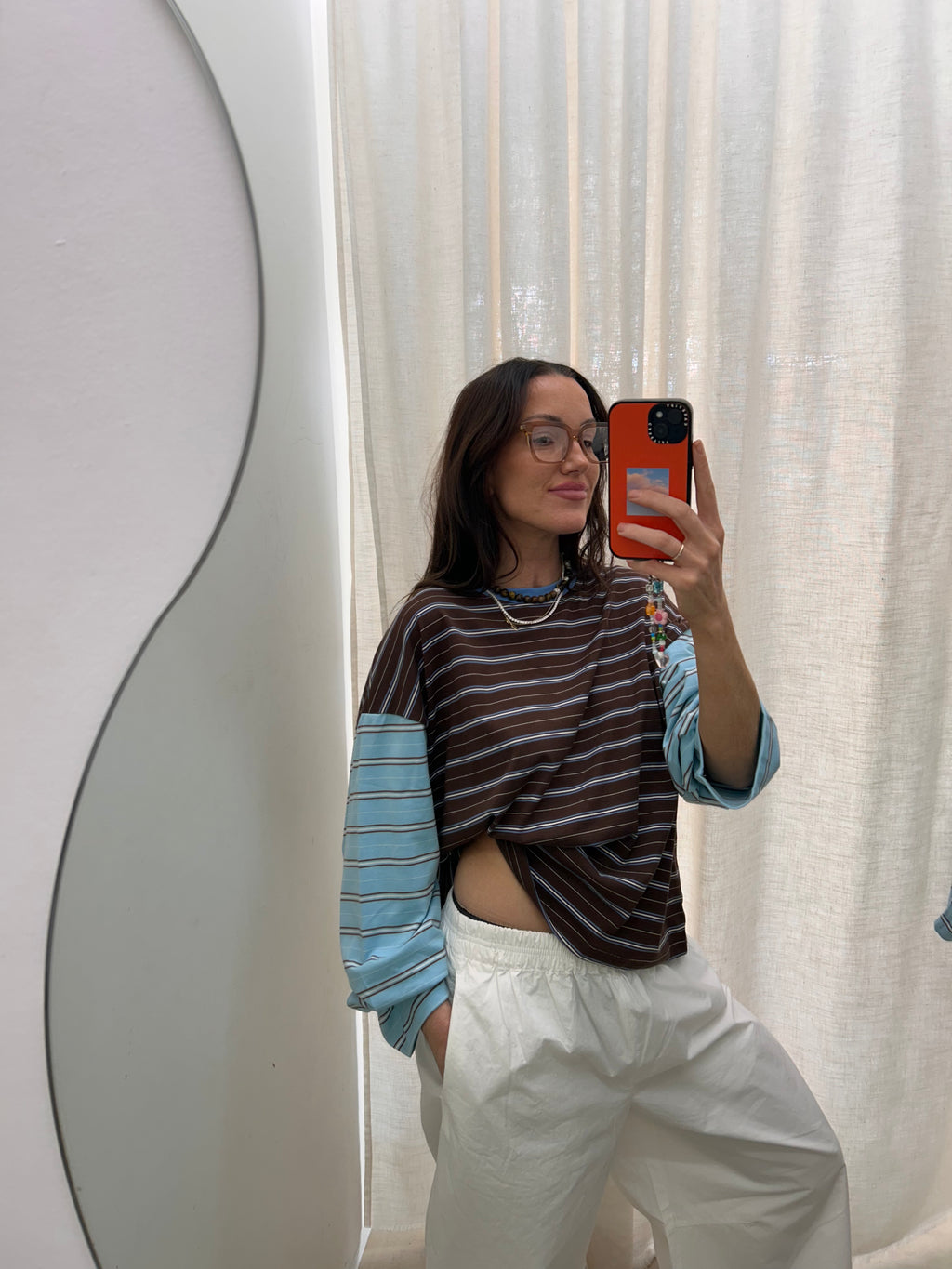 Kennedy Stripe LS Tee Cocoa Blue