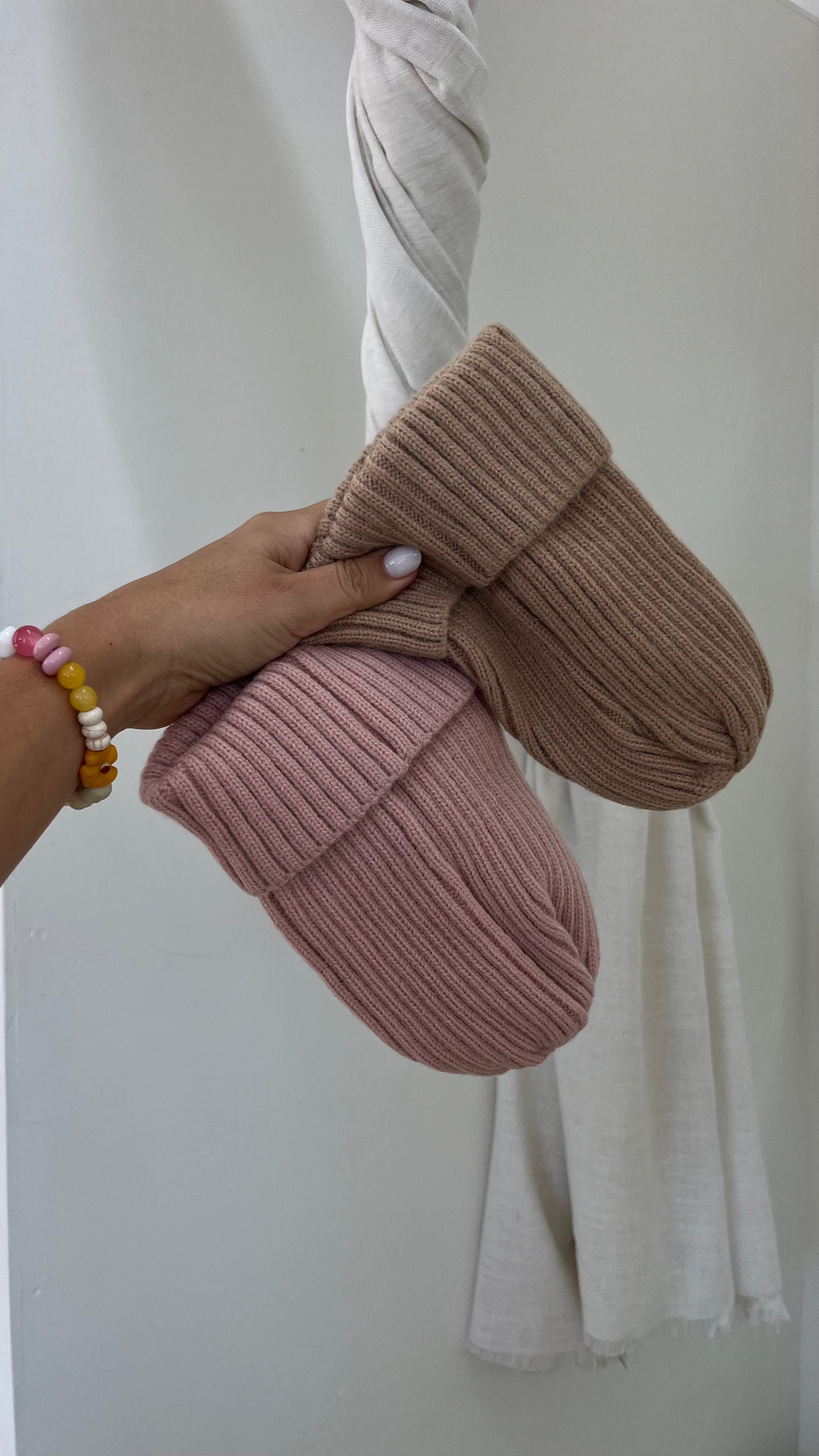 Kids Ribbed Beanie Brown