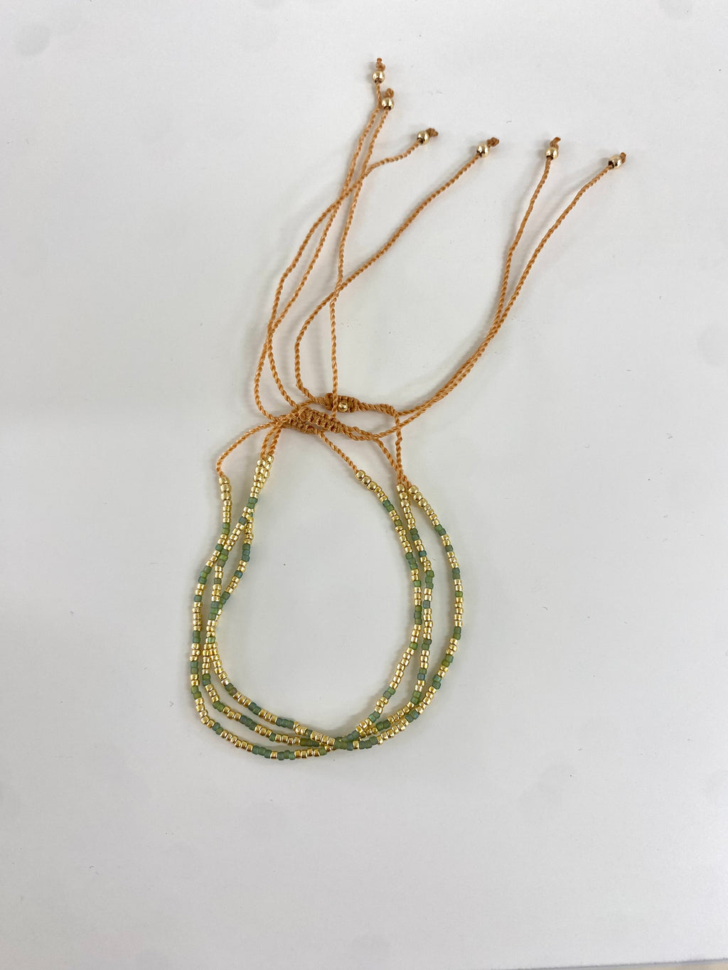 Gold Green Beaded Bracelet