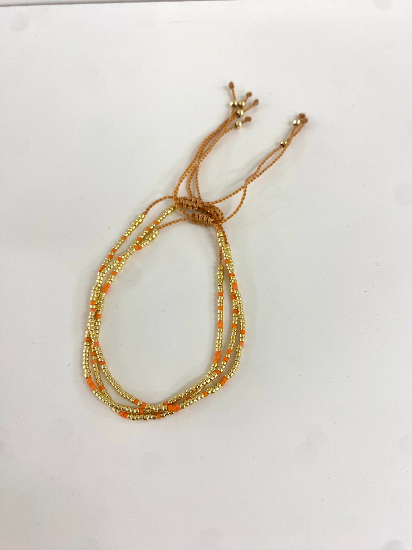 Gold Orange Beaded Bracelet