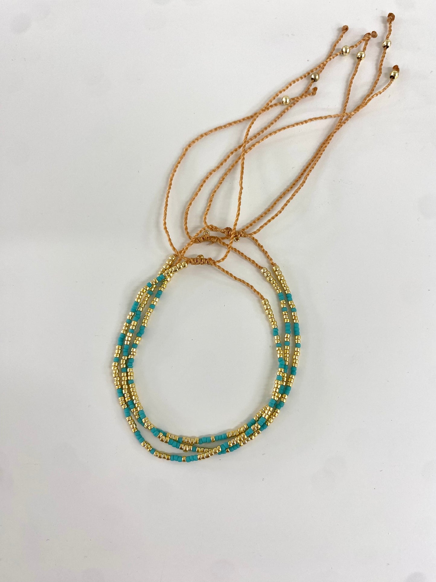 Gold Aqua Beaded Bracelet