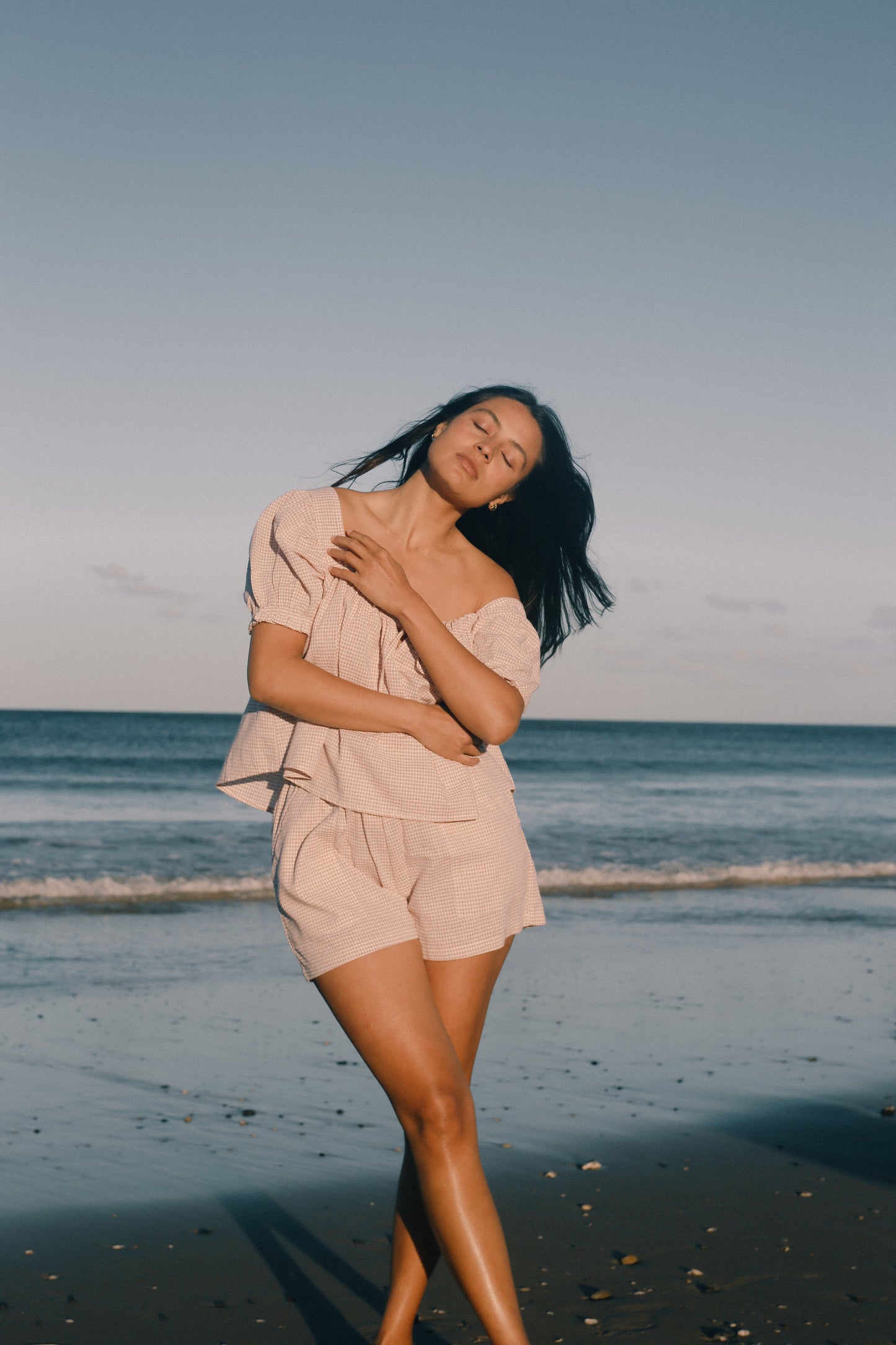 Ava Short Dusty Rose Check